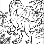 Velociraptor Jurassic Scene Coloring Pages