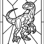 Velociraptor Stained Glass Coloring Pages Printable