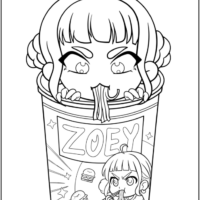 Zoey Eating Ramen Noodles Coloring Pages Printable