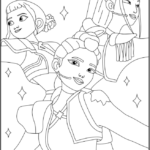 Zoey, Mira and Rumi on Stage Coloring Pages Printable