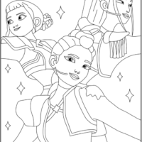 Zoey, Mira and Rumi on Stage Coloring Pages Printable