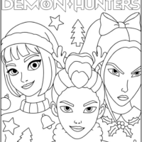 Zoey, Rumi and Mira at Christmas Coloring Pages Printable