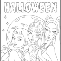 Zoey, Rumi and Mira on Halloween Coloring Pages Printable