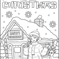 Zoey Visiting Santa’s Workshop at the North Pole Coloring Pages